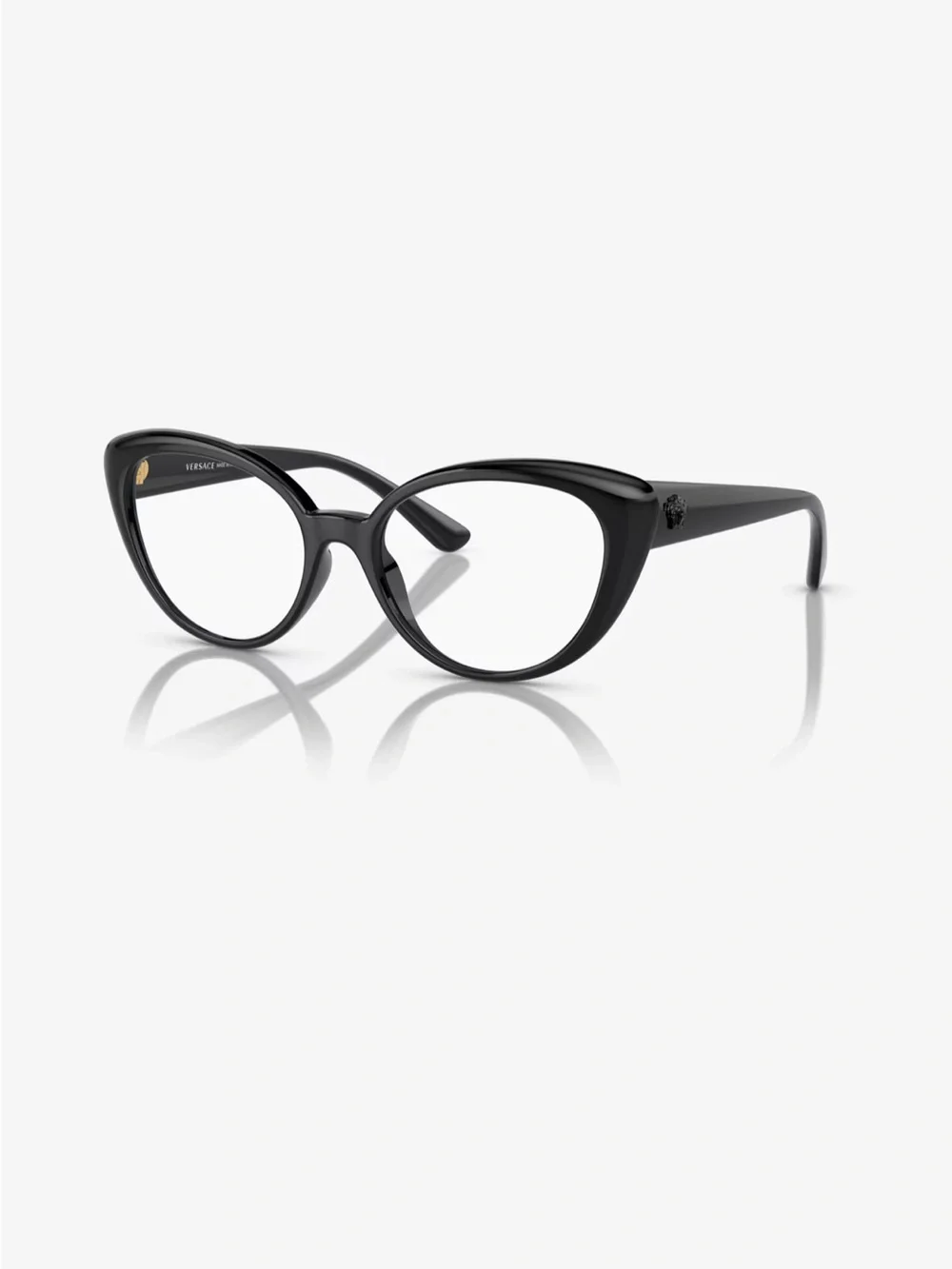 Versace Black Cat-Eye Optical Glasses with Gold Accents